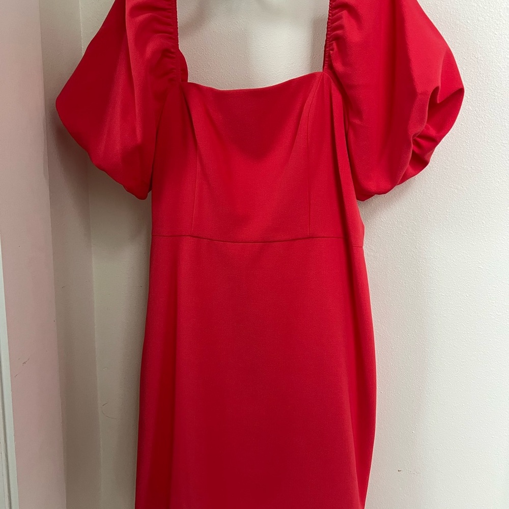 Eliza J Red Puff Sleeve Sheath Dress